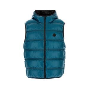 Moncler Men Petrol Blue Nylon Sleeveless Pantestrel Down Jacket
